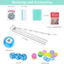American Mahjong Game Set, 166 Light Green Tiles, 4 All-in-One Transparent Racks/Pushers, Complete Mahjong Tile Set, Light Blue Carrying Bag