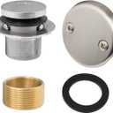 Brushed Nickel Bathtub Drain Stopper and Overflow Cover Kit  Universal Tub Stopper Replacement for Standard Bath Tubs