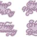 4PCS Letters Metal Cutting Dies for Card Making Happy Birthday Happy Father's Day Happy Mother's Day Happy Anniversary Metal Die Cuts for DIY Scrapbooking Paper Crafting Embossing Carboon Steel