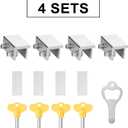 ZRFCXE Window Locks,4 Pack Sliding Window Locks with Key for Vertical & Horizontal Sliding Windows Doors,Easv to Install,Adjustable Security Window Lock for Patio Bedroom Home and Office (Silver)