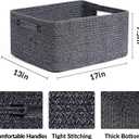 MiniArk Large Storage Baskets for Organizing, Closet Shelf Baskets for Clothes Blanket Towels, Baby Nursery, Toy Bins Box, Woven Rope Baskets, 17 x 13 x 7.5”, 4 Packs Dark Gray