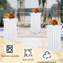 WJWHQ 5 Pack Round Spandex Cocktail Tablecloths with Skirt - Stretch Table Covers for High Top Bar, Wedding, Party, Banquet (White, 32 x 43 Inch)