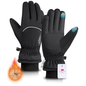 rivmount Winter Gloves with Waterproof, Touchscreen, Warm, Windproof for Women Men, Thermal Snow Glove for Cold Weather Running, Ski, Cycling, Working, Hiking, Driving, Biking, Outdoor (Black ) 3M