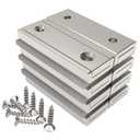 Magnetpro Neodymium Rectangular Magnets 45 lbs Force 1.57" x 0.53" x 0.20" with Countersunk Hole and Steel Capsule, Strong Household and Industrial Rare Earth Magnet with Screws Pack of 8 (Bright Silver)