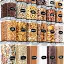 PRAKI Airtight Food Storage Containers Set with Lids - 24 PCS, BPA Free Kitchen and Pantry Organization, Plastic Leak-proof Canisters for Cereal Flour & Sugar - Labels & Marker (Black)
