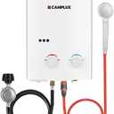 CAMPLUX Tankless Water Heater Outdoor, 1.32 GPM Portable Propane Camping Water Heater, 5L, AY132, White