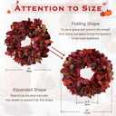 24 lnch Artificial Fall Wreath for Front Door, Large Autumn Wreath with Maple Bay Grape Leaves Berries Fall Door Wreaths for Indoor Outdoor Farmhouse Home Porch Wall Window Thanksgiving Wedding Decor
