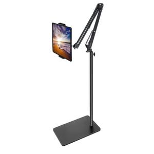 Tablet Floor Stand with Double Weight Base, Overhead Bed Phone Mount Height Adjustable Arm Stretchable Stand Holder, Compatible with iPad Mini Air Pro, Galaxy Tab, Kindle, Switch, Cell Phones, IPAD HOLDER MISSING