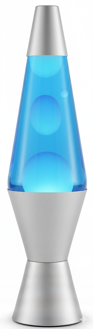 The Original Lava® Lamp - 14.5" Aurora Borealis – Classic Liquid Motion Lamp,White wax / blue liquid / silver base & cap