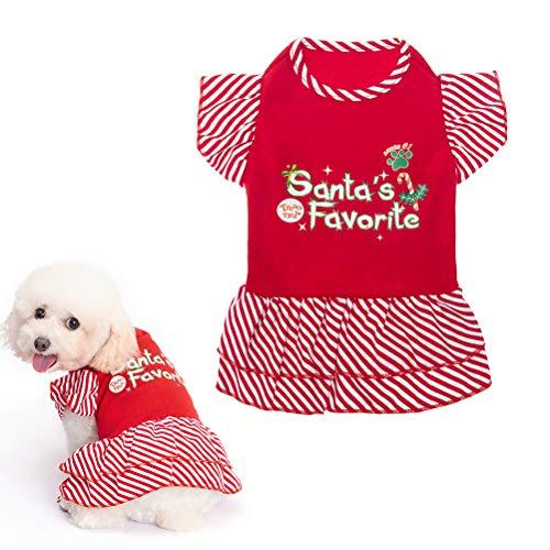 EXPAWLORER Dog Christmas Dress for Small Dogs,Puppy Costumes Pet Clothes Holiday Girl Dogs Shirt with Santa's Favorite Pattern,Party Dog Vest Dresses Cat Apparel Sweater Warm Skirt