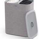 Joseph Joseph Tota 90 liter/23.8 gallon Laundry Hamper Separation Basket with lid, 2 Removable Washing Bags with Handles - Gray, Dual Compartment 90L