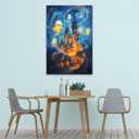 GSPQAZ Ghosts at the Haunted Castle Canvas Print - Spooky Halloween Wall Art for Home Dcor 12x18-Unframed (U698)