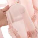 Blush Ruffle Diamond Fabric Curtain for Windows with Rod Pocket, 51 x 84 Inch, 2 Panels