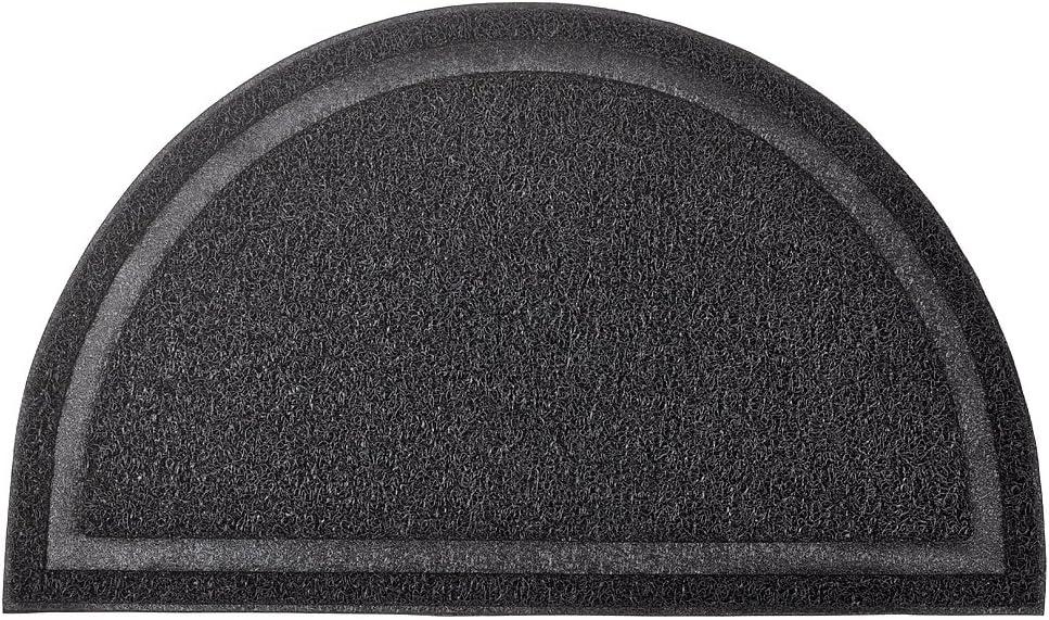 DM Cat Paw Print Litter Box Mat,Door Mat, Kitty Litter Rug,Half Circle,23.5x14.25 Inches (Black)