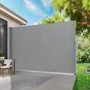 KANAGAWA 71'' x 138'' Retractable Side Awning - Folding Privacy Screen | Waterproof & UV-Resistant Outdoor Shade Divider for Patio, Garden, Balcony & Commercial Use(Light Grey) (Gray)