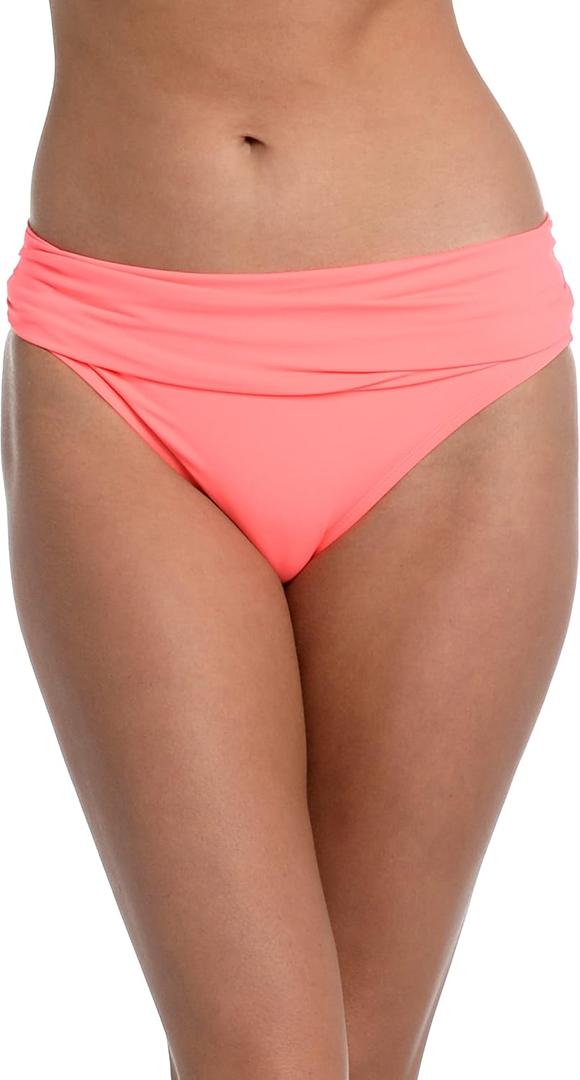 Island Goddess Shirred Band Hipster Bikini Swimsuit Bottom (Orange, L)