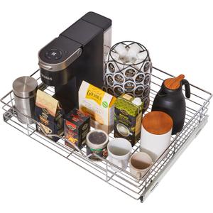 HOLDN STORAGE Pull Out Cabinet Organizer, Slide Out Drawer for Kitchen Cabinets & Pantry, Roll Out Shelf for Pots, Pans & Under Sink Storage, Heavy-Duty Full-Extension, 26" W x 21" D x 5" H