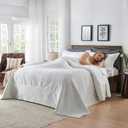 Qucover White Oversized King Bedspread 128 x 120, Lightweight California King Quilts, 3 Piece Vintage Coin Pattern Soft Microfiber Extra Large Bedding with Shams