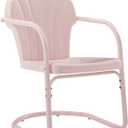 Crosley Furniture Tulip 2-Piece Outdoor Chair Set, Retro Metal Patio Chairs for Dining, Porch, Deck, Balcony, Pastel Pink Gloss