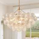 Modern Glass Chandelier,9 Light Nordic Bubble Ball Swirled Glass Globe Gold Large Pendant Light Fixtures for Foyer Bedroom Dining Room Living Room Kitchen Entryway D31.1 in UL Listed
