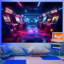Arcade Photo Backdrop Gaming Wall Tapestry Video Game Night Photography Background Gamer Themed Birthday Party Decorations Banner for Teen Boys Game Room Decor, 7x5ft A