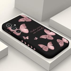 for Galaxy S23 FE Case, Creative Side Print Design for Samsung S23 FE 5G Case Soft Silicone Rugged Protective Bumper S23 FE Phone Case-Butterfly Black