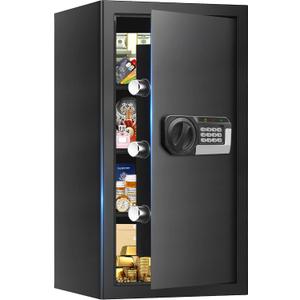 6.2 Cuft Large Home Safes Water and Fireproof with Digital Keypad & Key Lock, Fire Security Safe Box with 3 Removable Shelves, Fireproof Safes for Money Documents Jewelry, 27.56"H x13.78"W x 11.81"D