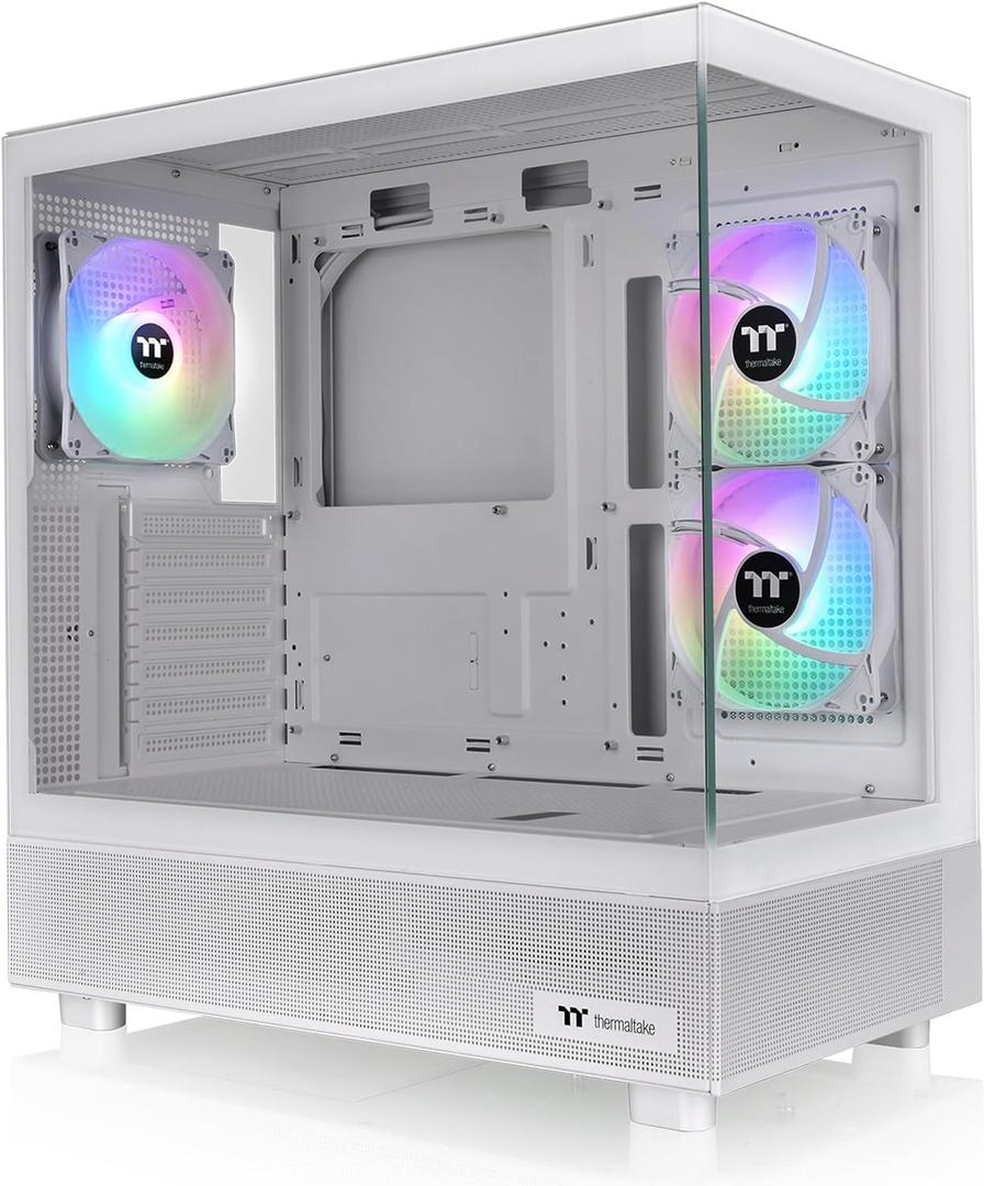 Thermaltake View 270 Plus TG ARGB Snow Mid Tower E-ATX Case; 3x120mm ARGB Fans Included; Support Up to 360mm Radiator; Front & Side Dual Tempered Glass Panel; CA-1Y7-00M6WN-01, White