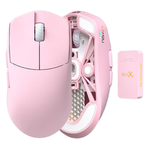 Lamzu Maya X Wireless Gaming Mouse, Ultra Lightweight 47g, Optical Switch, Maximum 30000 DPI, Symmetrical, MCU Nordic 52840, Dust-Proof Encoder, PAW3950 Sensor(Larger Maya) (Pink)
