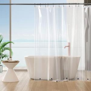 Extra Wide Plastic Shower Curtain Liner 84 x 72 Inch with 6 Magnets, Clear Heavy Duty Weighted Wide Shower Liner for Bathroom, Waterproof, No Smell with 14 Rustproof Grommets