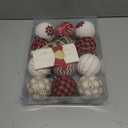12PCS Burlap Christmas Ornaments, Rustic Jute Wrapped Balls 3.15", Snowflake Embroidered & Plaid Pattern Farmhouse Ornaments for Christmas Tree