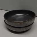 KOOV Ceramic Bowl, 46 OZ Pasta Bowls Set of 4, Large Salad Bowl Set, Large Bowl For Eating, Dinner Bowls, Stackable Serving Bowls, Stripe Series (Rough Black)