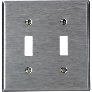 Leviton 2-Gang Toggle Device Switch Wallplate, Standard Size, Device Mount, Stainless Steel, 84009-40 (1 Pack)