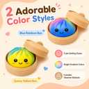 2PCS Rainbow Dumpling Squishies Stress Balls, Colorful Squishies Dumpling Fidget Sensory Toy with Food Steamer, Squeeze Dough Ball for Stress Relief, Stretchy Desk Toys Gift