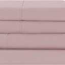 Modern Threads Soft Microfiber Solid Sheets - Luxurious Microfiber Bed Sheets - Includes Flat Sheet, Fitted Sheet with Deep Pockets, & Pillowcases Cameo Rose Queen