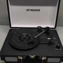 Vinyl Record Player 3-Speed Bluetooth Portable Suitcase Belt-Driven Record Player with 2 Built-in Stereo Speakers Vinyl Vintage Turntable Phonograph Records Player with RCA Line Out, AUX Out (Black)