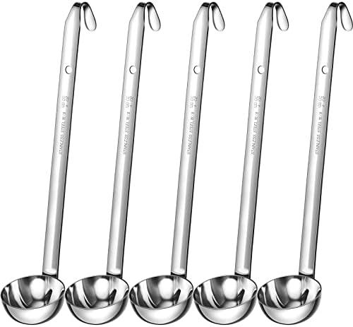Cunhill 5 Pcs Soup Ladles Stainless Steel Serving Ladles with Long Handle for Serving, Cooking, Stirring, Portioning Kitchen Restaurant Accessories(4 oz)