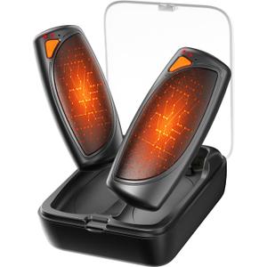 Hand Warmers Rechargeable with Charge Case, 2 Packs 14,000mAh Electric Hand Warmer Battery Powered Dual Sided Reusable Long Battery Life Portable Pocket Heater Gifts for Men Women Golf, Hunting Gear (Black)