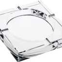 Juvale Crystal Glass Ashtray - 7 x 7 x 1.5 in, Clear Classic Square - Indoor Ashtray for Smokers, Decorative Smoke Tray with 4 Rests