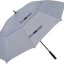 golf umbrella large oversize 68 inches air vent double canopy windproof automatic straight rain umbrellas for men and women (grey)