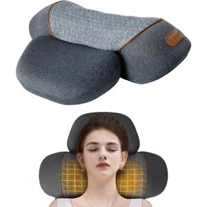 Non-Rechargeable (Plug-in Model) 3-in-1 Neck Vibrating Massager Pillow with Heat & Air Compression,Dark Grey