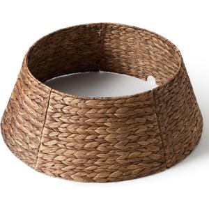 28 In Christmas Tree Collar - Woven Hyacinth Tree Collars For Artificial Trees - Rattan Rustic Farmhouse Basket For Tree Base Cover With Cord Cut-Out For 6 Ft 7.5 Ft Tree (Brown)