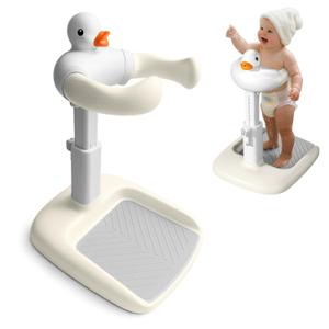 Baby Bath with Shower Stand Support - Adjustable Toddler Shower Tower with Anti-Pinch & Anti-Slip Design, Baby Bathtub Stand for Infants 6-36 Months, Ideal Gift for Newborn, Khaki