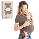 Baby Wrap Carrier for Newborn to Toddler, Hands-Free Stretchy Baby Carrier Wrap with Front Pocket, 95% Cotton 5% Spandex, Ergonomic Infant Sling for Babies 8-35 lbs, One Size Fits Most (Earth Grey)