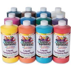 S&S Worldwide Color Splash! Liquid Tempera Bulk Paint, Set of 12 in 11 Bright Colors, 32-oz Easy-Pour Bottles, Great for Arts & Crafts, School, Classroom, Poster Paint, For Kids & Adults, Non-Toxic.