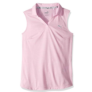 Puma Golf Girls 2019 Heather Polo, Pale Pink, Medium