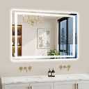30"x40" LED Bathroom Mirror with Lights, Backlit + Front Lit, Anti-Fog, Lighted Bathroom Mirror for Wall, HD Shatterproof Tempered Glass, Dimmable, Memory Function (Horizontal/Vertical)