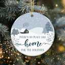 3 x Family Home Ornament - Theres No Place Like Home for The Holidays  Winter Cabin Ceramic Christmas Ornament  Family Holiday Keepsake, Rustic Farmhouse Tree Decoration, Housewarming