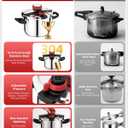 8 Qt Pressure Cooker Stainless Steel, Pressure Cooker with One-Hand Locking, Dual Locking Safety System, [3-In-1]Compatible with Gas & Induction, Fast Cooking for Large Meals