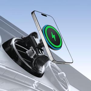 MagSafe Car Mount for Mercedes-Benz [15W Wireless Charging], Round Air Vent Holder, Compatible with Mercedes Benz GLC, C-Class, E-Class, A/B/C-Class, GLC/GLB/GLA/Sprinter, Mercedes Benz Accessories